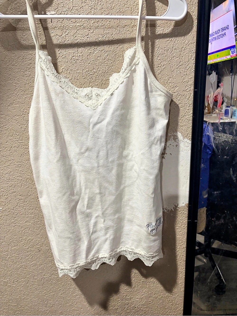Harley-Davidson Daytona Lace Trim Cami Tank Top White Medium